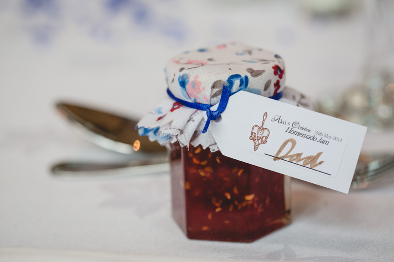 Homemade jam as favour and placename | Wedding at Rhosygilwen Mansion by Whole Picture Weddings