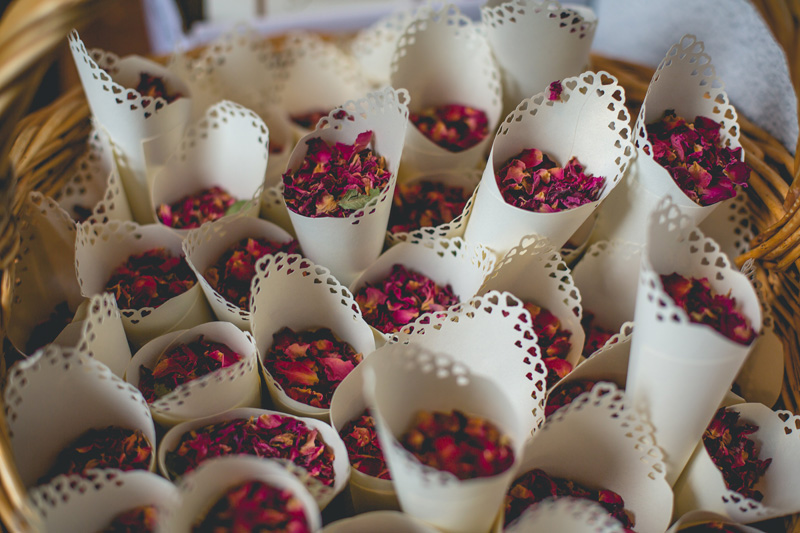 Co-ordinated petal confetti | Autumn wedding at Wolfscastle hotel by Whole Picture Weddings